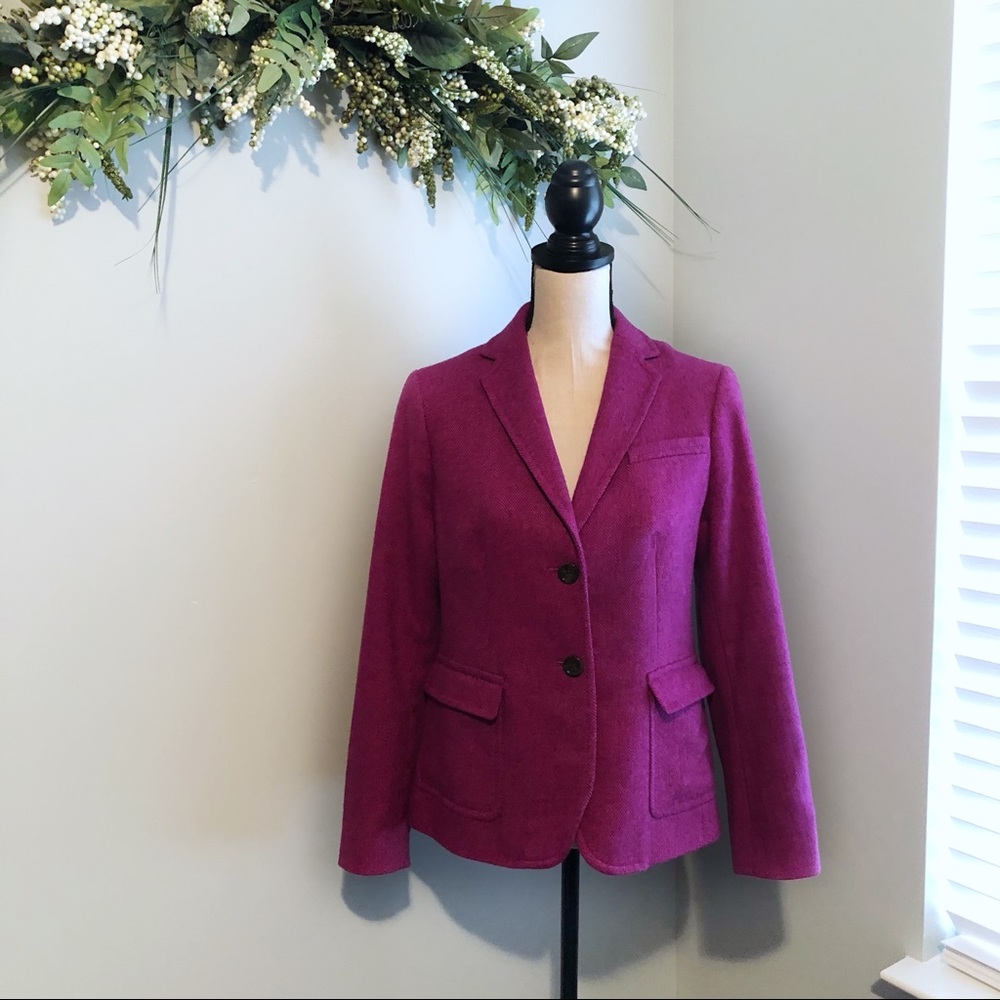 Talbots Magenta Herringbone Wool Blazer - 6